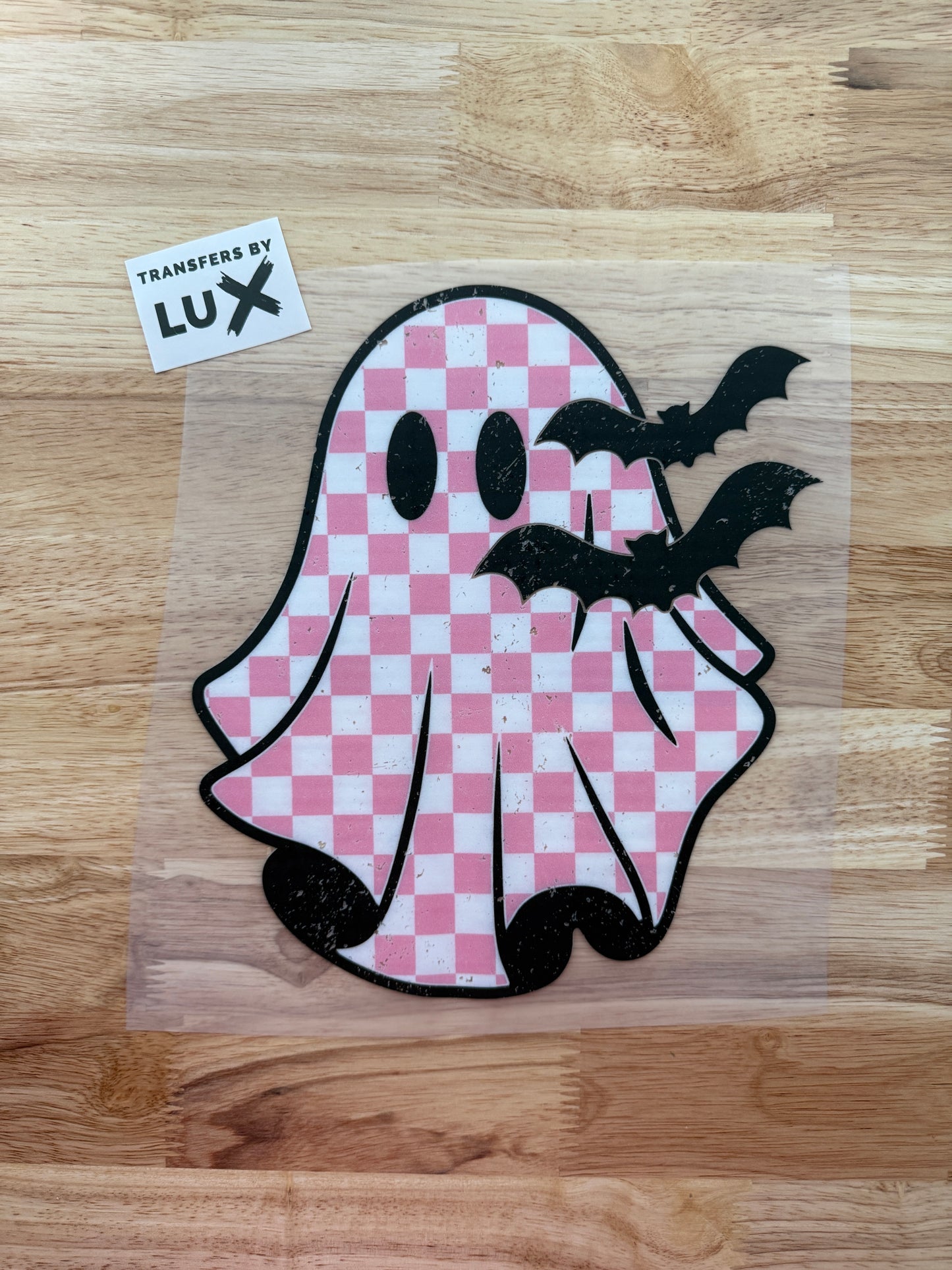 PINK CHECKERED GHOST HALLOWEEN | DTF TRANSFER