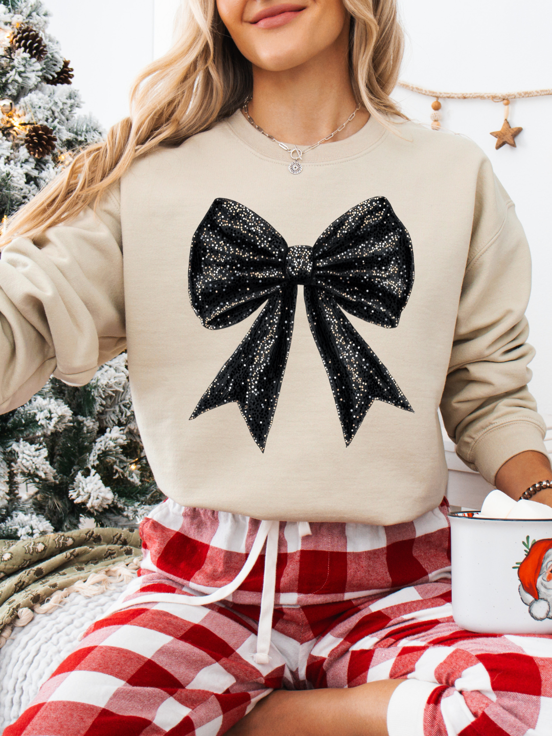 GLITTER BOW CREWNECK