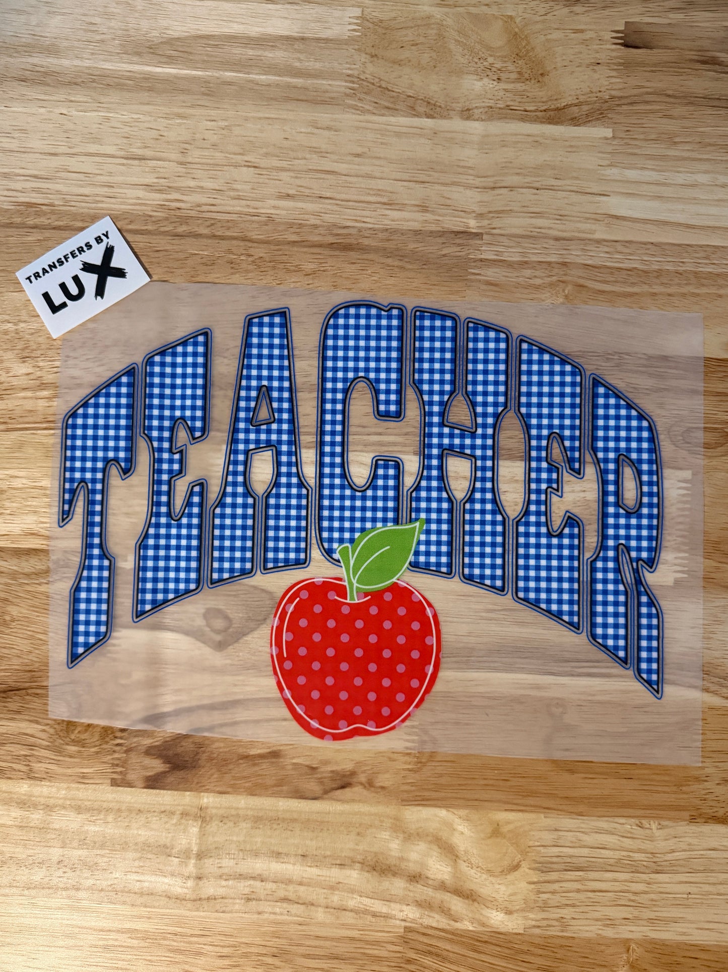 TEACHER BLUE GINGHAM | DTF TRANSFER
