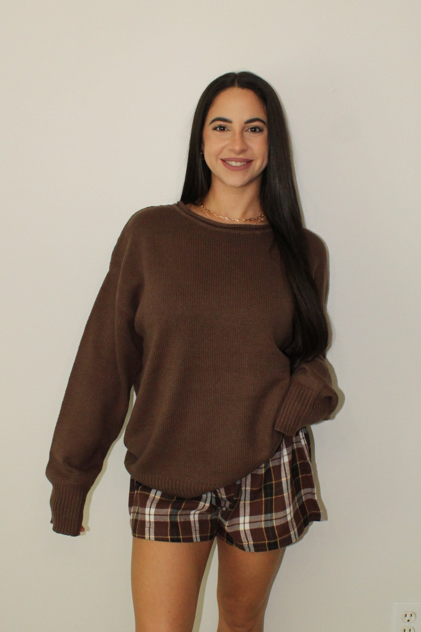 CHOCOLATE KNIT OVERSIZED SWEATER