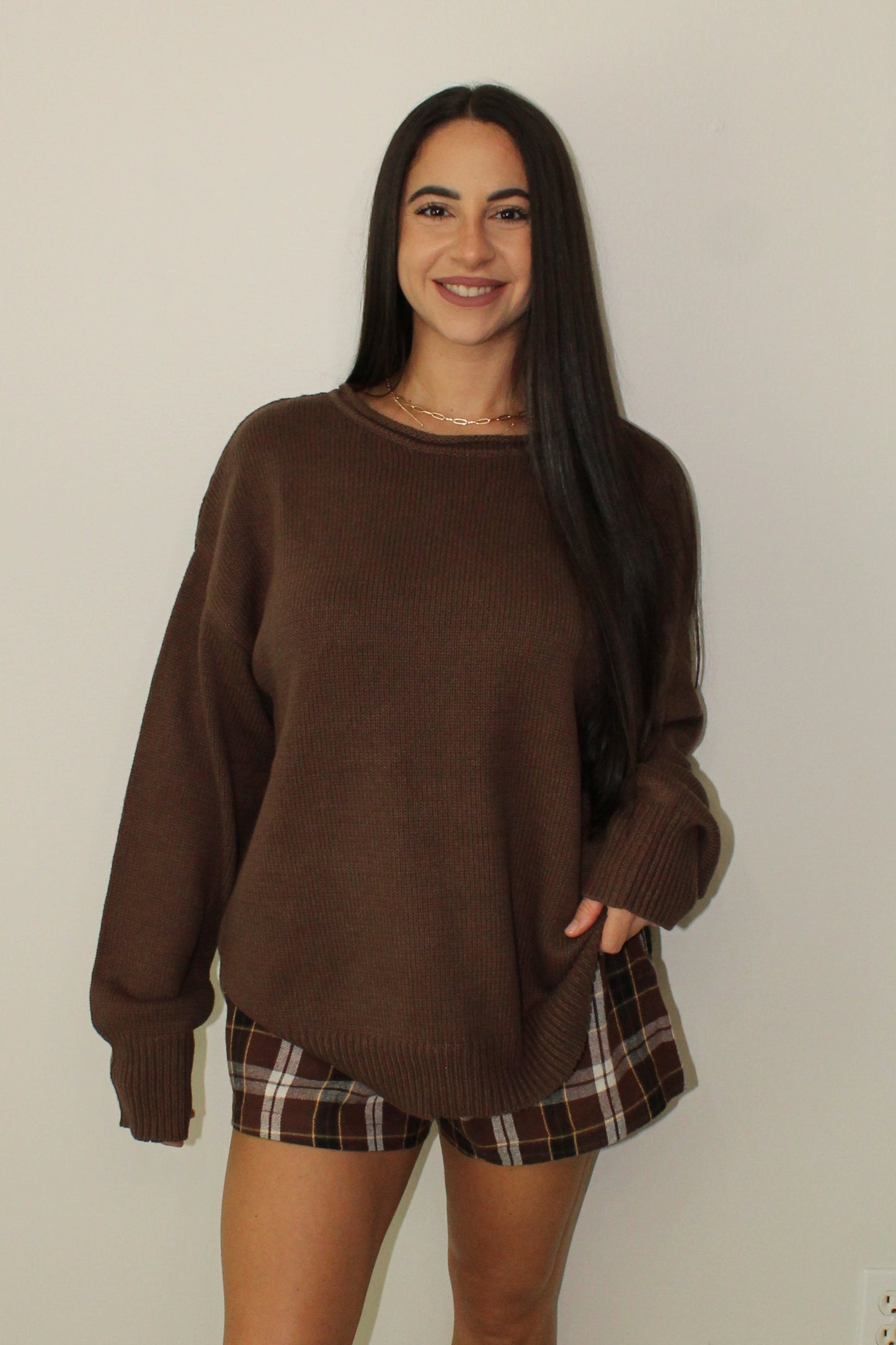 CHOCOLATE KNIT OVERSIZED SWEATER