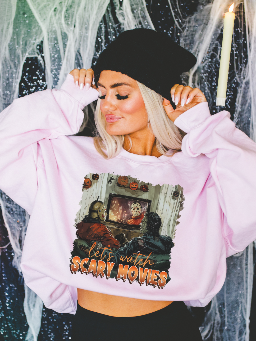 LETS WATCH SCARY MOVIES CREWNECK/T-SHIRT