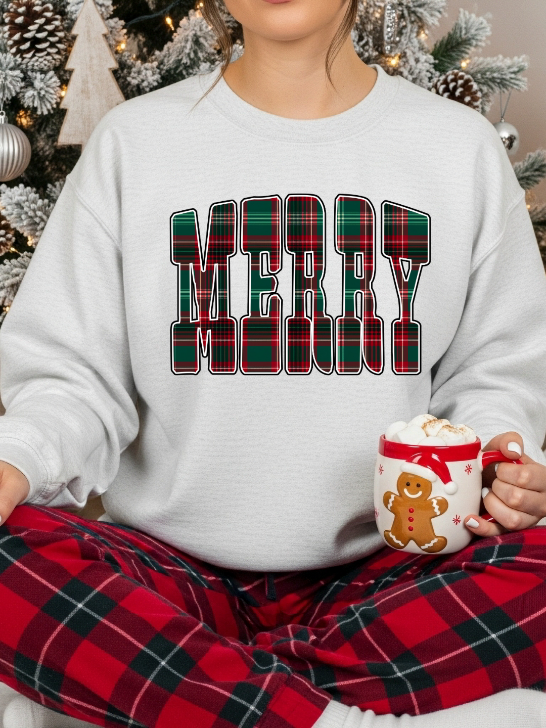 CHRISTMAS PLAID CREWNECK