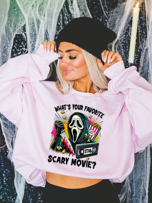 WHAT'S YOUR FAVORITE SCARY MOVIE? CREWNECK/T-SHIRT