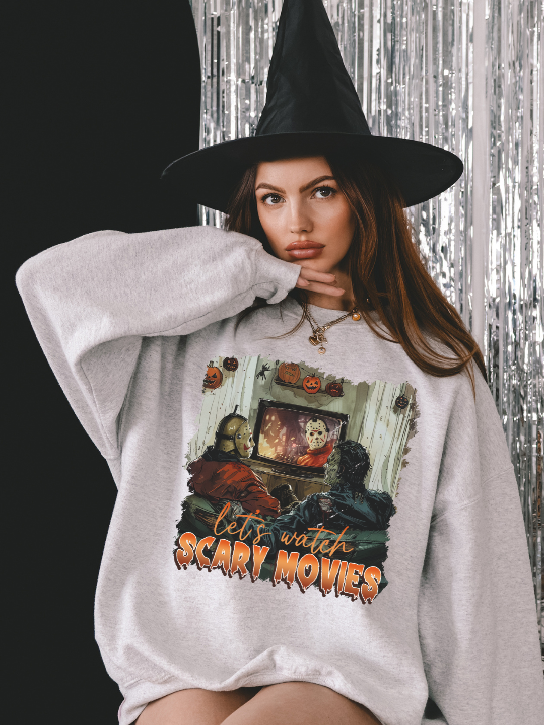 LETS WATCH SCARY MOVIES CREWNECK/T-SHIRT