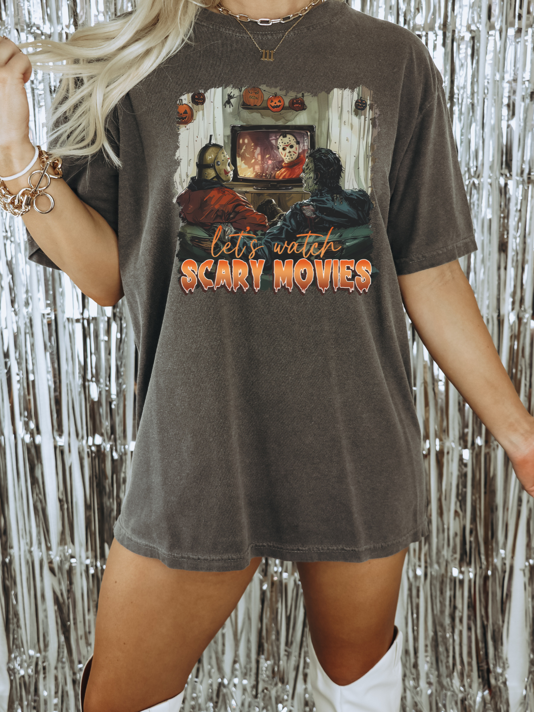 LETS WATCH SCARY MOVIES CREWNECK/T-SHIRT