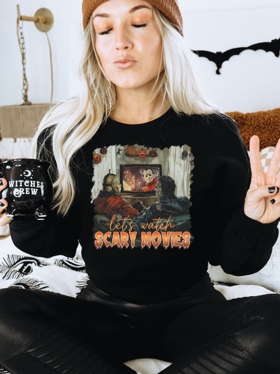 LETS WATCH SCARY MOVIES CREWNECK/T-SHIRT