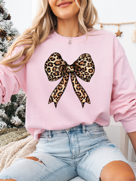 CHEETAH BOW CREWNECK