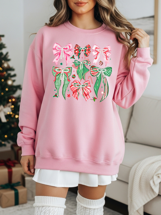 CHRISTMAS GINGHAM BOWS CREWNECK