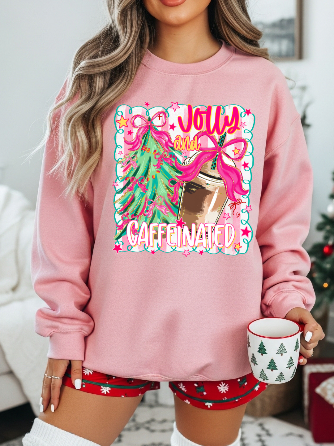 JOLLY & CAFFEINATED CHRISTMAS CREWNECK