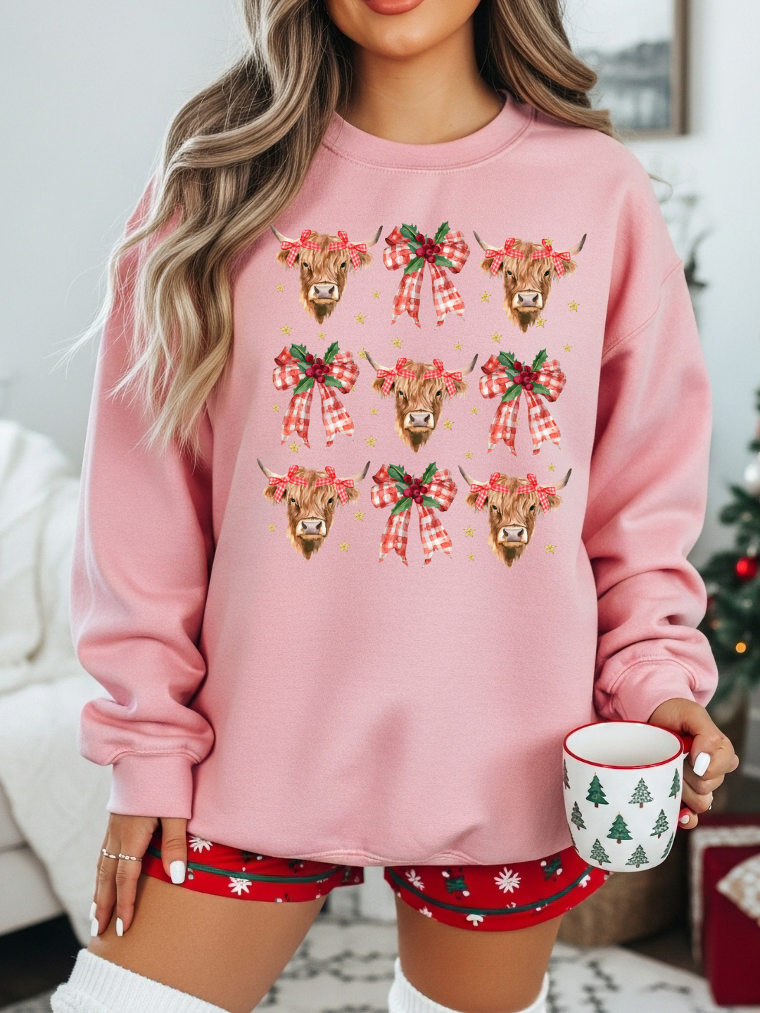 COWS & BOWS CHRISTMAS CREWNECK