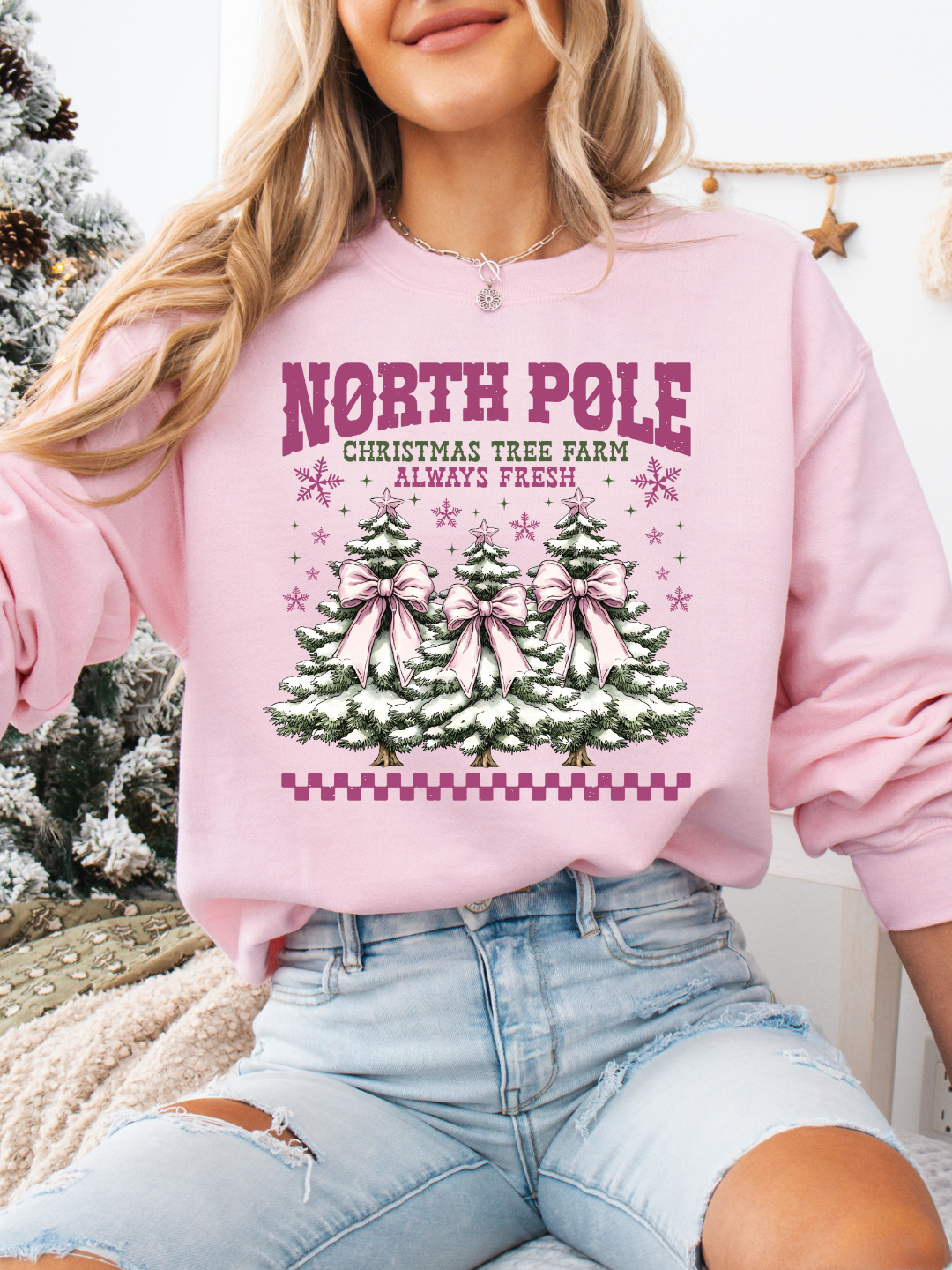 NORTH POLE CHRISTMAS TREES CREWNECK