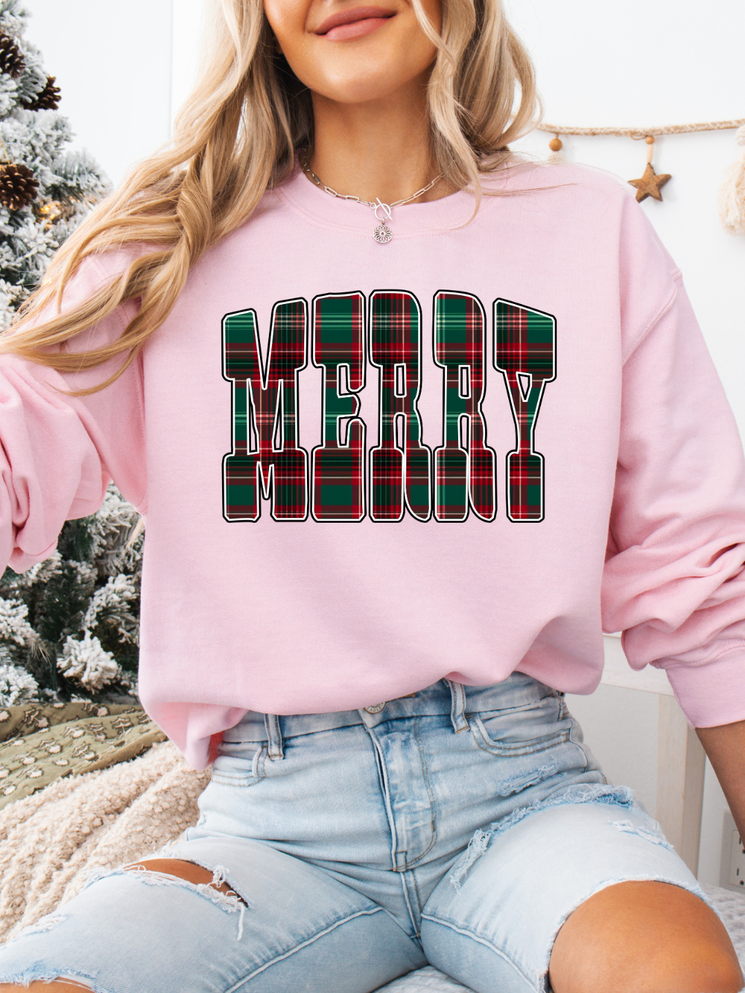 CHRISTMAS PLAID CREWNECK