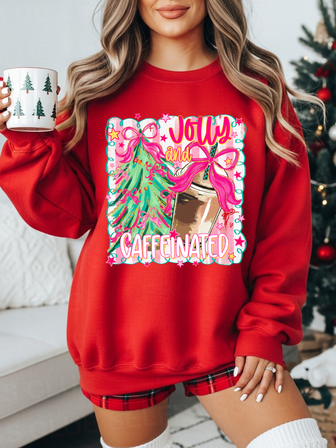 JOLLY & CAFFEINATED CHRISTMAS CREWNECK