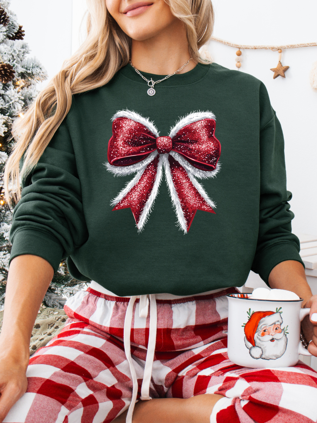 MRS CLAUS BOW CHRISTMAS CREWNECK