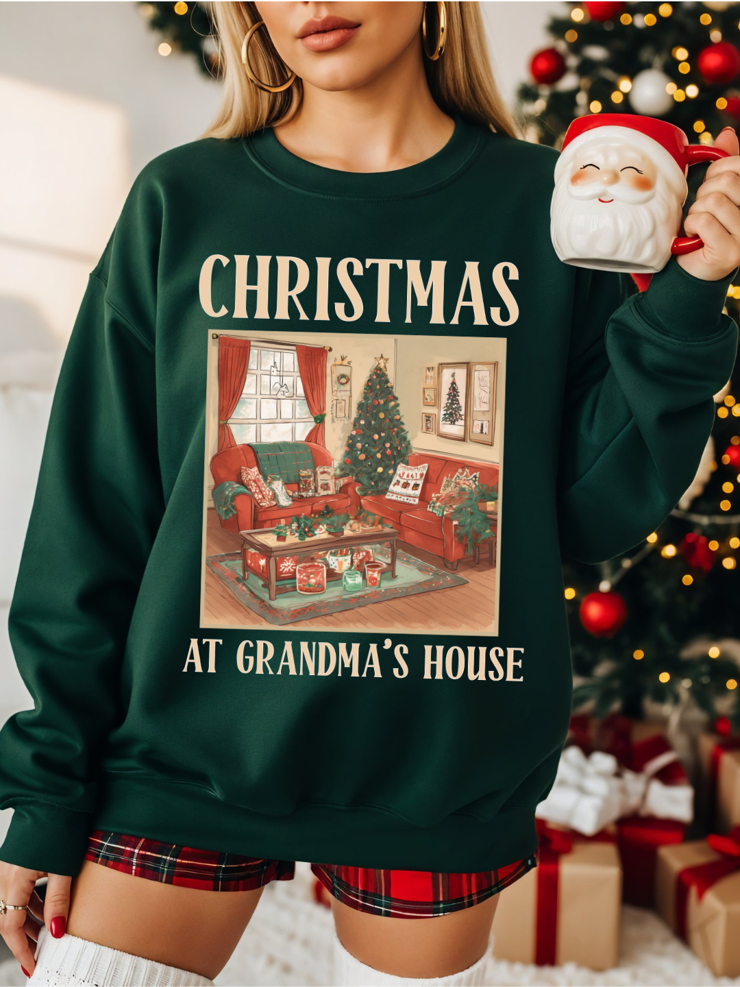 CHRISTMAS AT GRANDMAS HOUSE CREWNECK