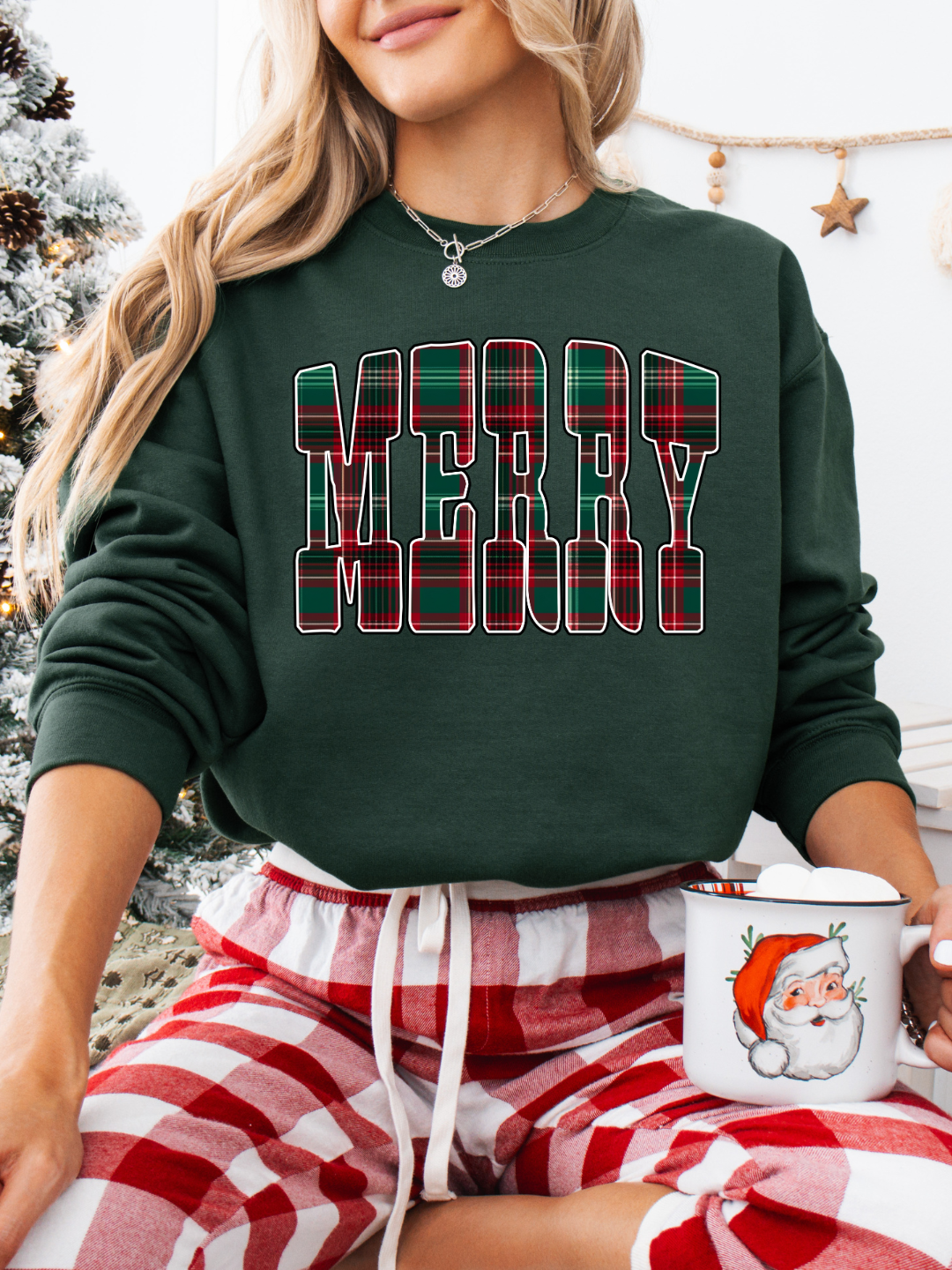 CHRISTMAS PLAID CREWNECK