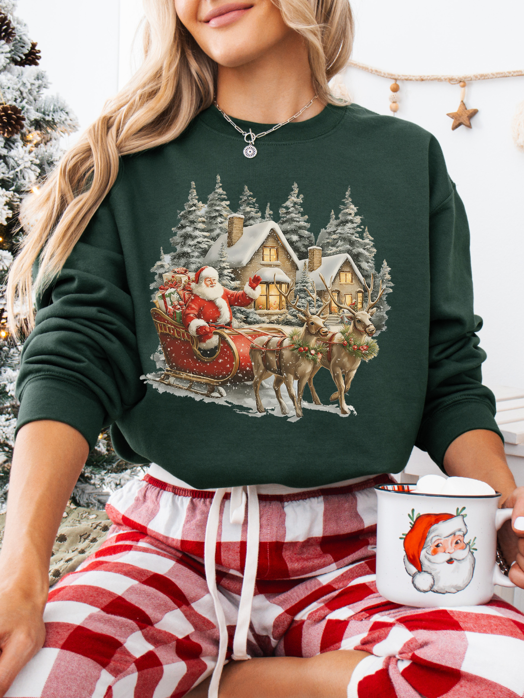 SANTA & REINDEERS CHRISTMAS CREWNECK