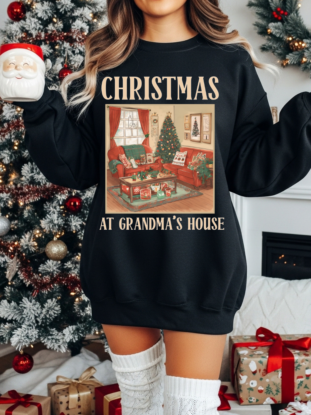 CHRISTMAS AT GRANDMAS HOUSE CREWNECK