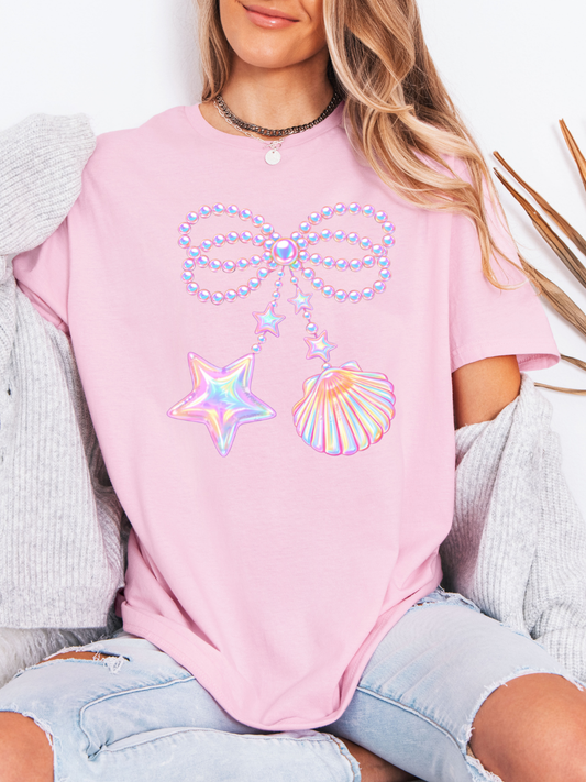 SHELL PEARL BOW T-SHIRT