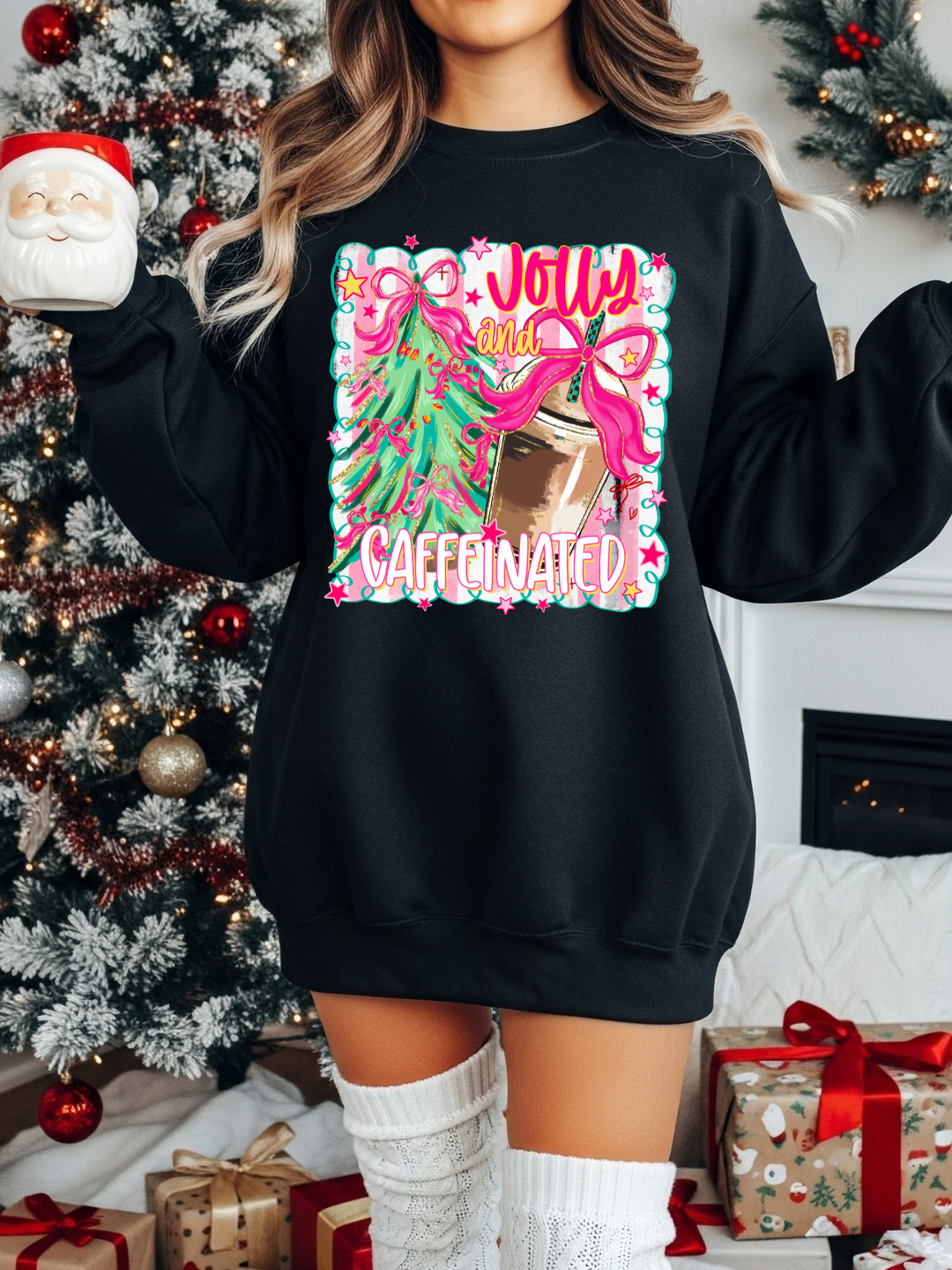 JOLLY & CAFFEINATED CHRISTMAS CREWNECK