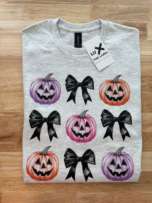 PUMPKIN AND BOWS HALLOWEEN T-SHIRT