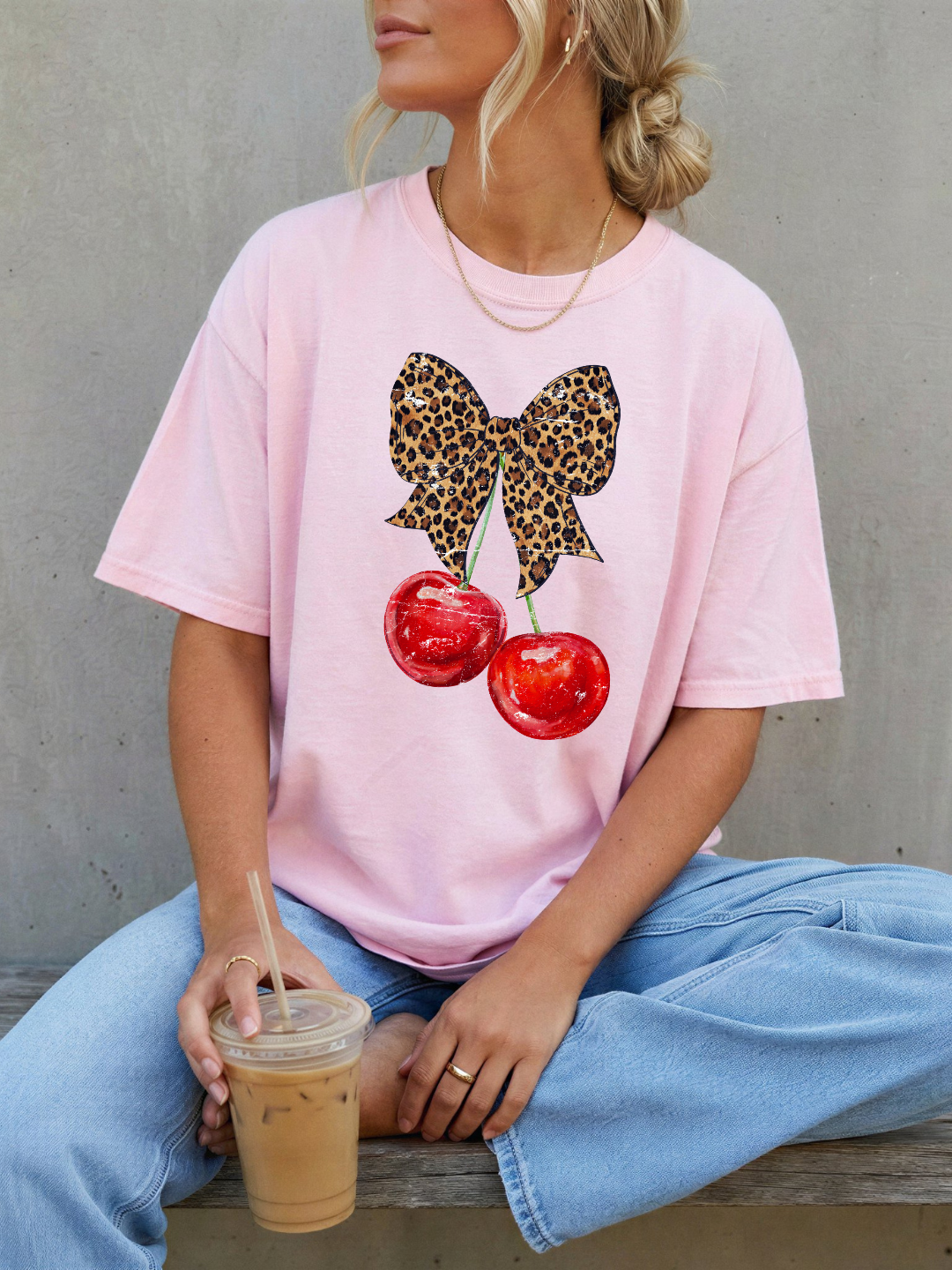 CHERRY CHEETAH BOW T-SHIRT