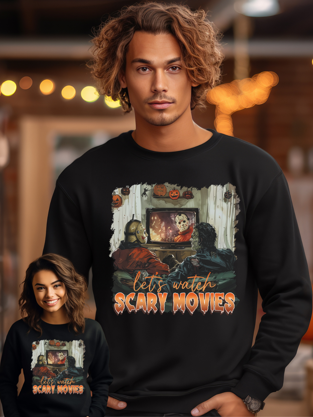 LETS WATCH SCARY MOVIES CREWNECK/T-SHIRT