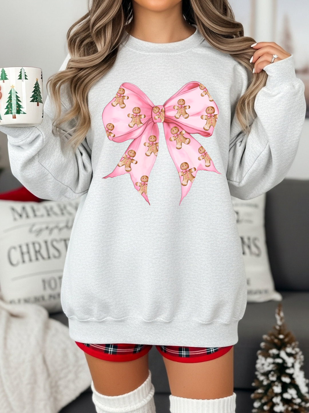 GINGERBREAD BOW CHRISTMAS CREWNECK