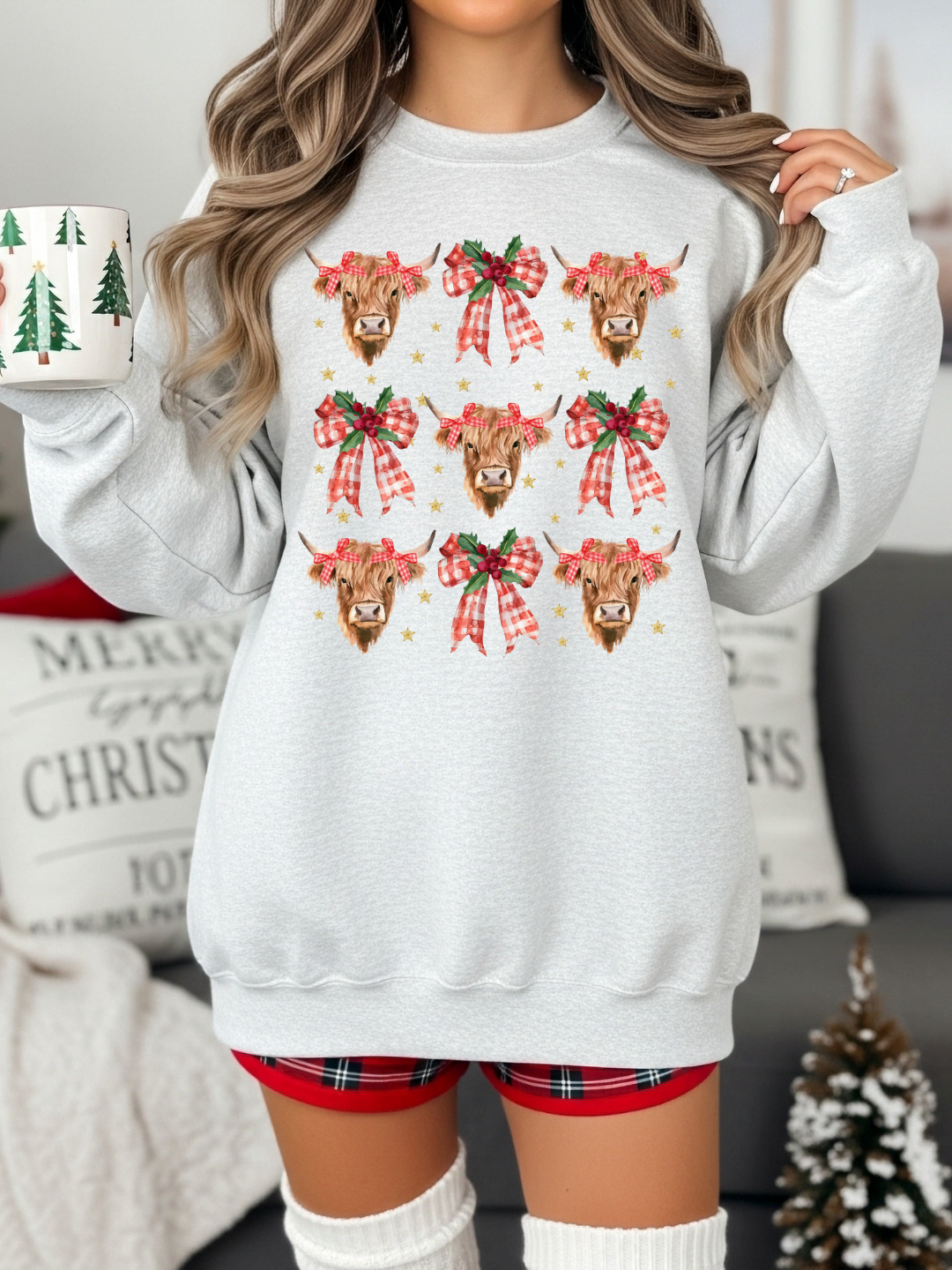 COWS & BOWS CHRISTMAS CREWNECK