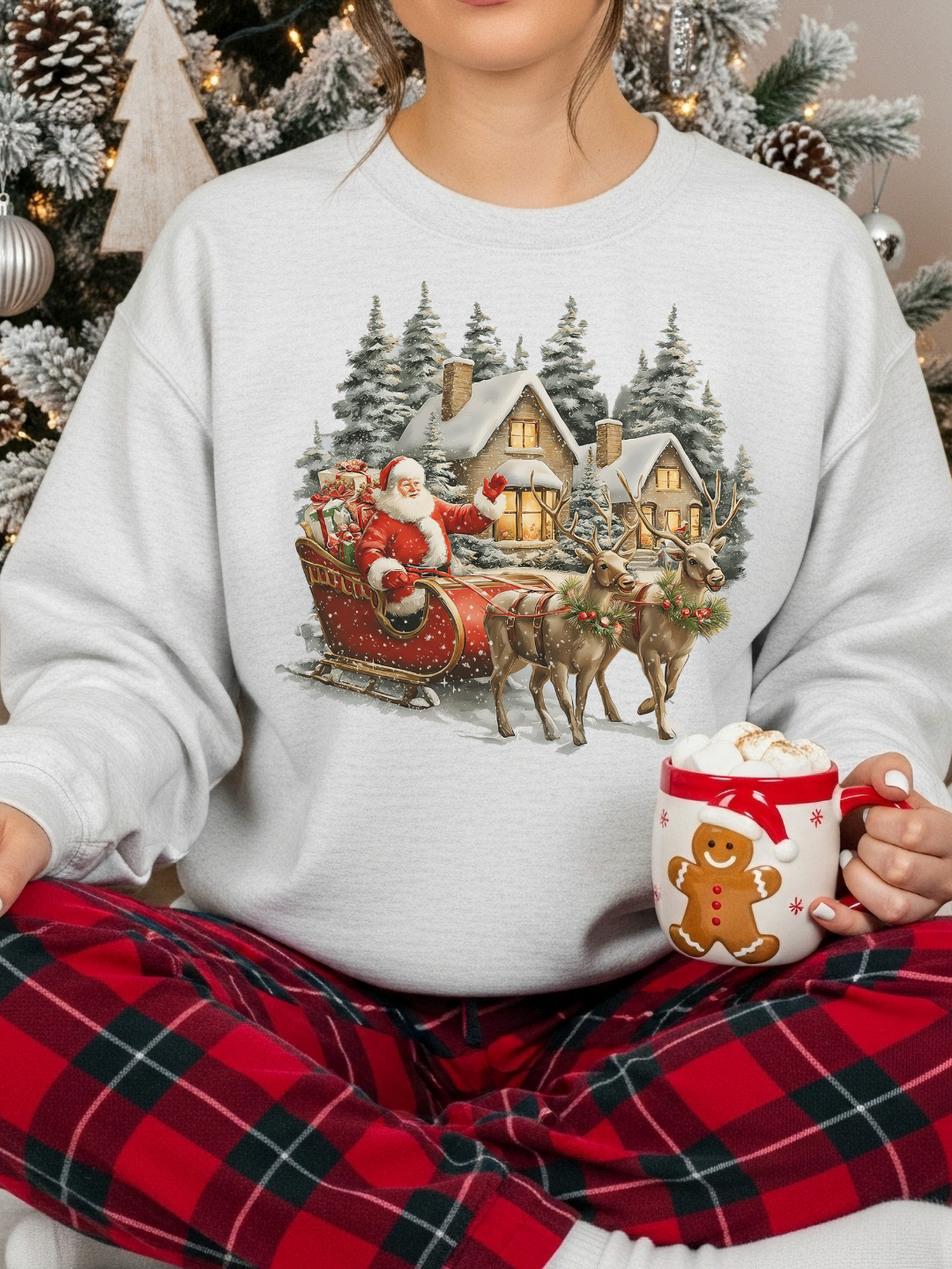 SANTA & REINDEERS CHRISTMAS CREWNECK