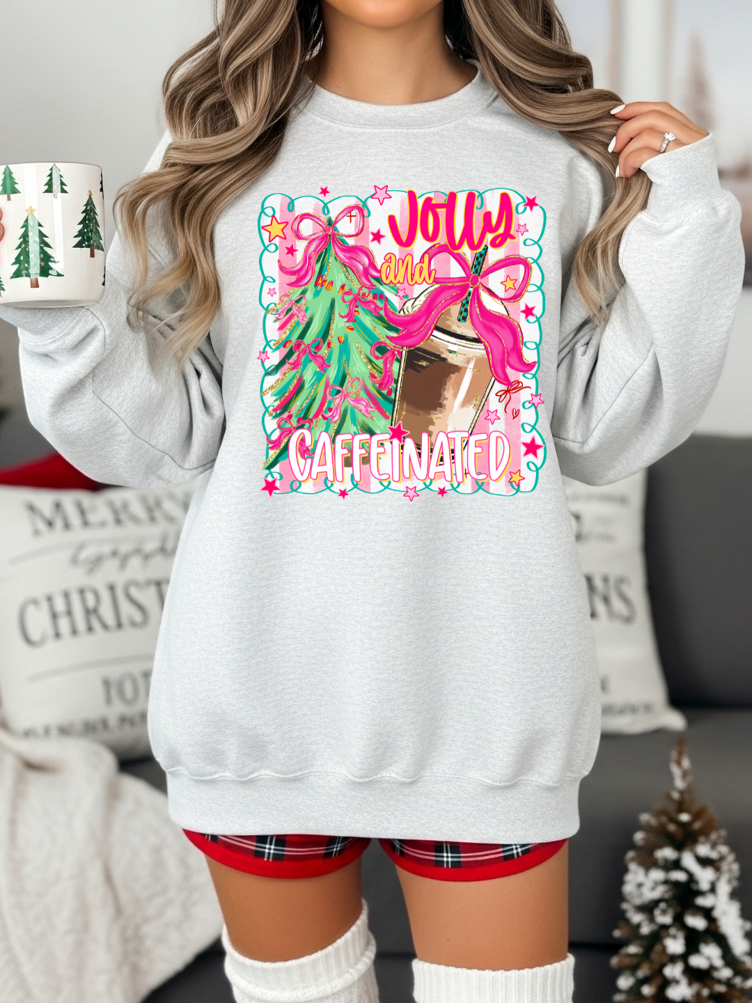 JOLLY & CAFFEINATED CHRISTMAS CREWNECK