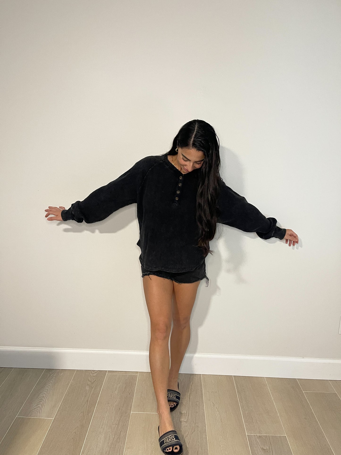 HENLEY LONG SLEEVE TOP