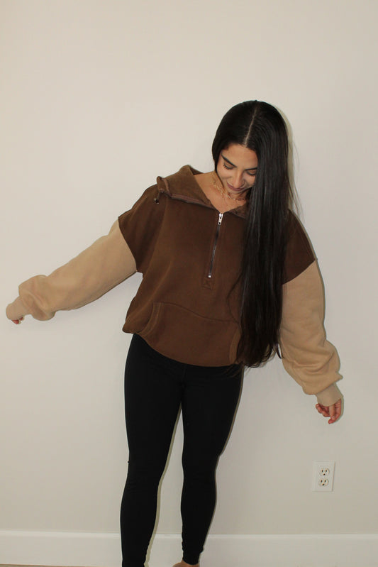 AUTUMN COLOR BLOCK FLEECE HOODIE