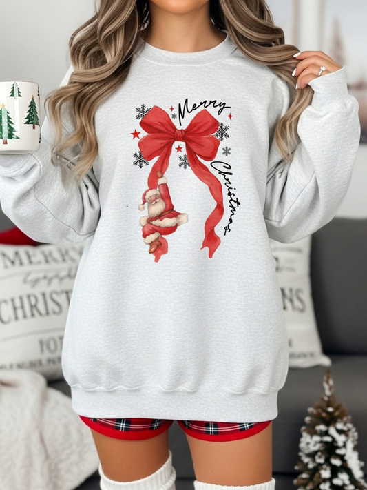 CLAIM MERRY CHRISTMAS SANTA BOW PRINT