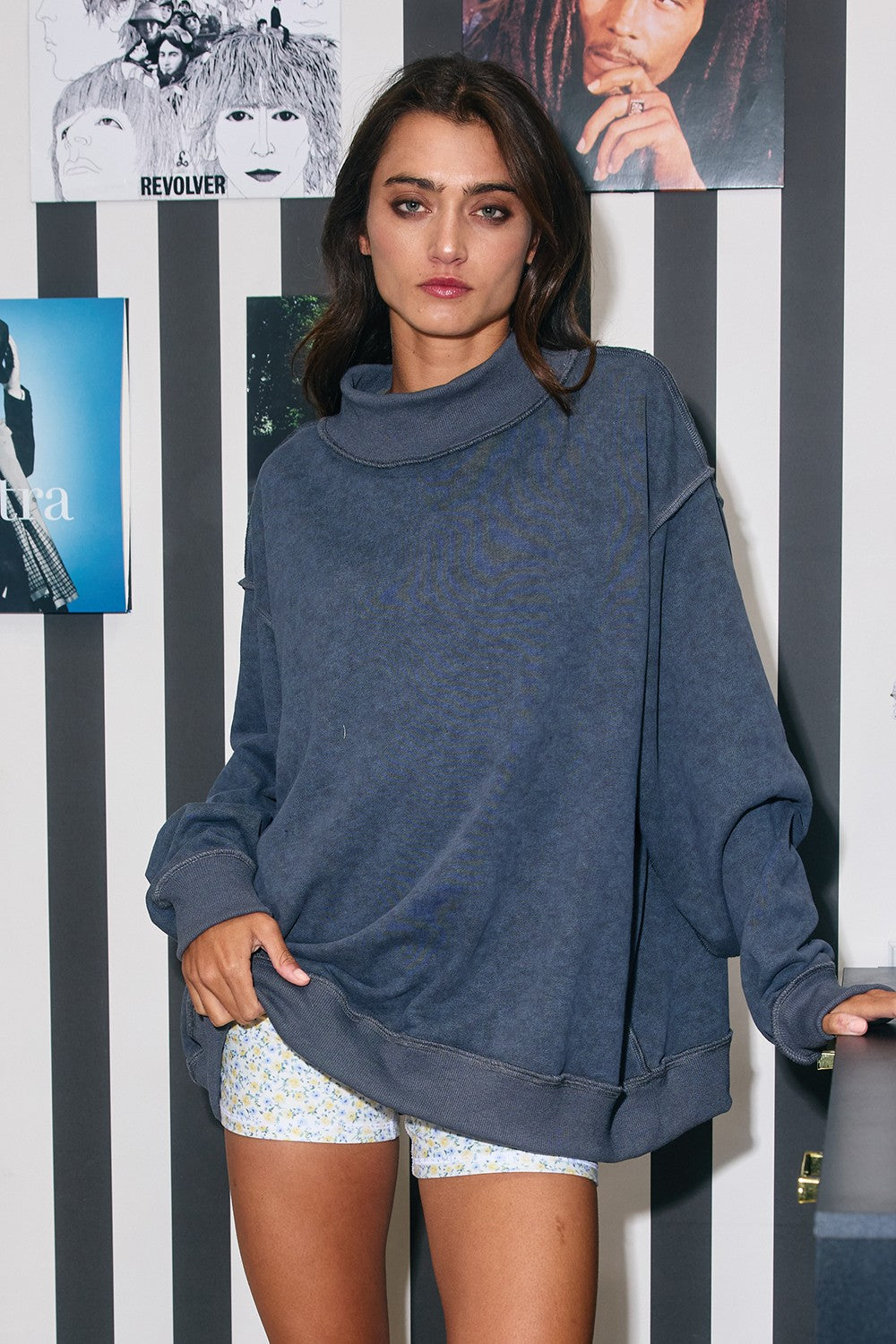 DOORBUSTER BUCKET LIST Vintage Wash Mock Neck Sweatshirt